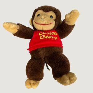 Curious George Plush Monkey Stuffed Animal Red Shirt Vintage Style 8 Inch